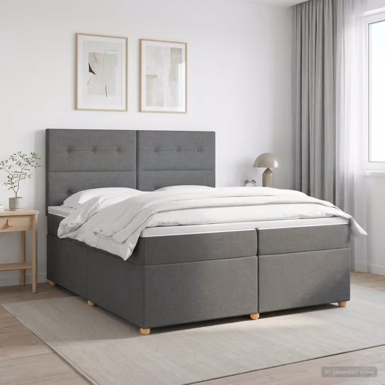 Letto box spring con materasso ibrido vidaXL Grigio e Bianco L/P: 200 x 200 cm