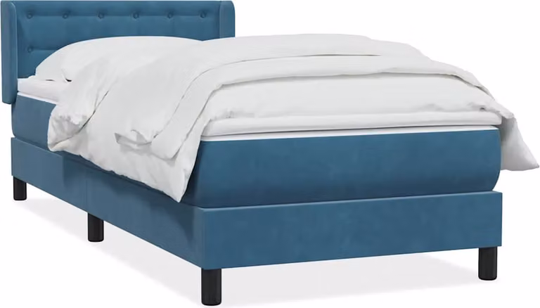 Giroletto a Molle con Materasso Blu Scuro 80x220 cm Velluto