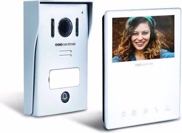 Videocitofono, schermo da 4,3 pollici, SCS SENTINEL VisioKit 4.3, pannello frontale in alluminio, bianco
