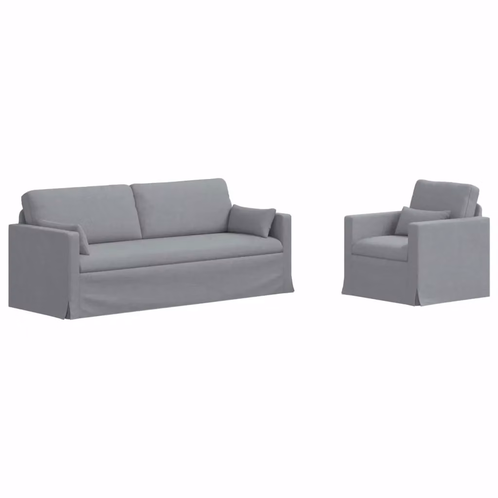 Set di 2 divani moderni vidaXL in tessuto grigio con struttura in metallo L: 198 cm, P: 78 cm, H: 80 cm – 2