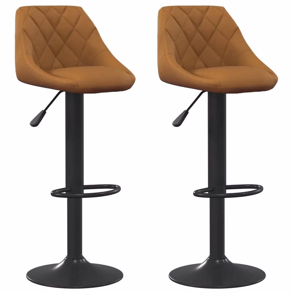 Set di 2 sgabelli da bar vidaXL in velluto marrone con base girevole a 360 gradi – 2