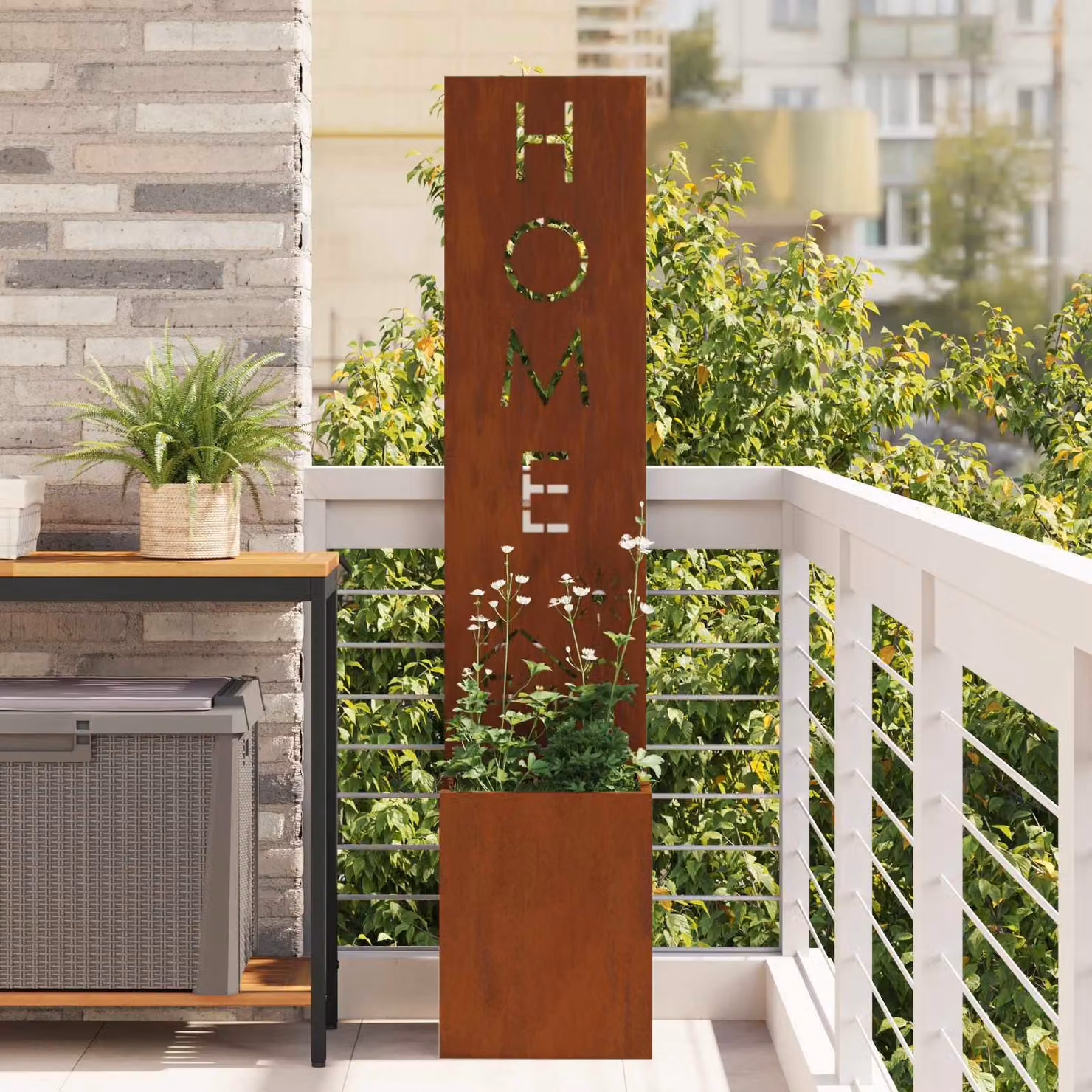 vidaXL Paravent per privacy in giardino in metallo marrone L/P/H: 32 x 32 x 150 cm