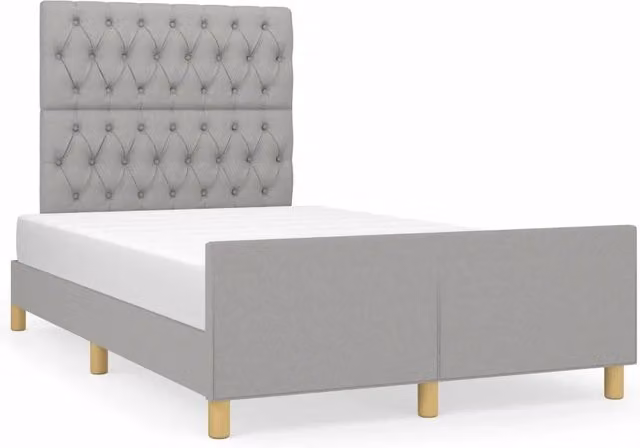 Letto matrimoniale | Letto per adulti | Giroletto senza Materasso Grigio Chiaro 120x190 cm in Tessuto
