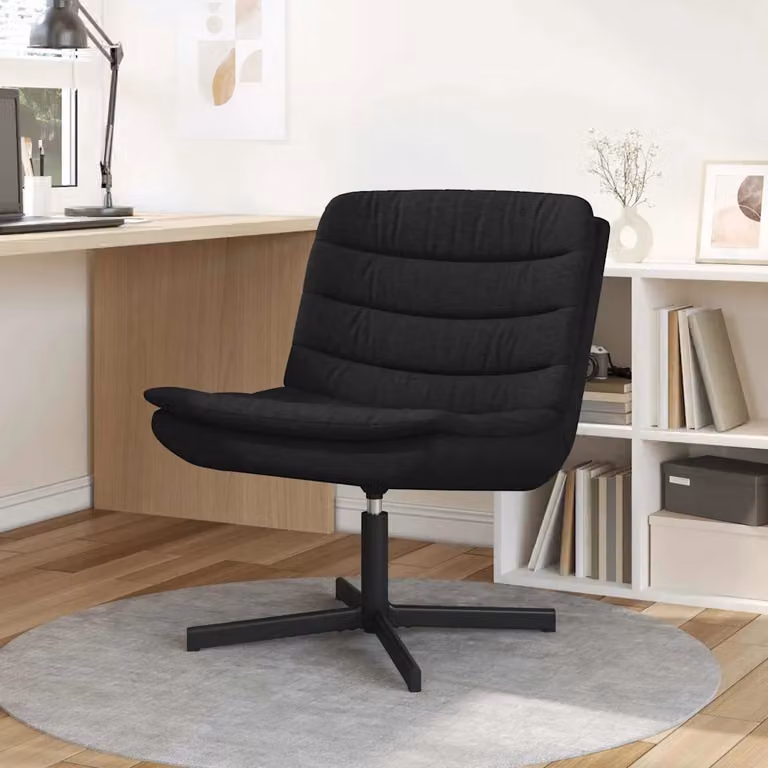 Sedia girevole moderna vidaXL in tessuto nero con ruote L: 63 cm, P: 75 cm, H: 76 cm