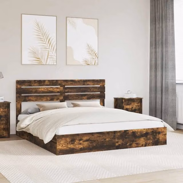 Letto con Contenitore Rovere Fumo 180 x 200 cm 3411552