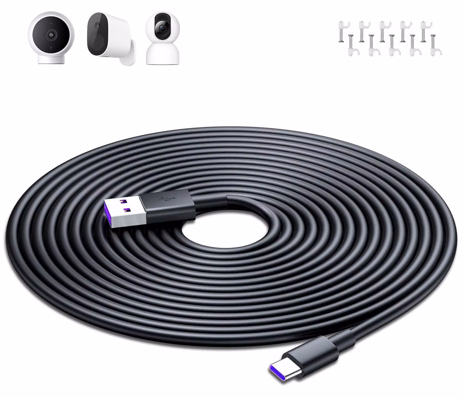 Cavo USB-C extra lungo, 10 metri, per telecamere di sicurezza