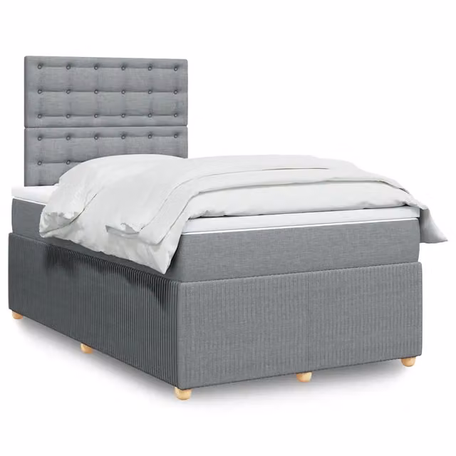 Letto Ibrido con Giroletto a Molle e Materasso vidaXL Grigio Chiaro e Bianco L/P: 120 x 200 cm