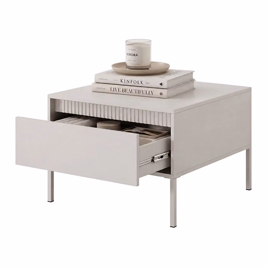 Tavolino da salotto Kasinela DMORA beige con un cassetto L: 68 cm, P: 48 cm, H: 68 cm – 2
