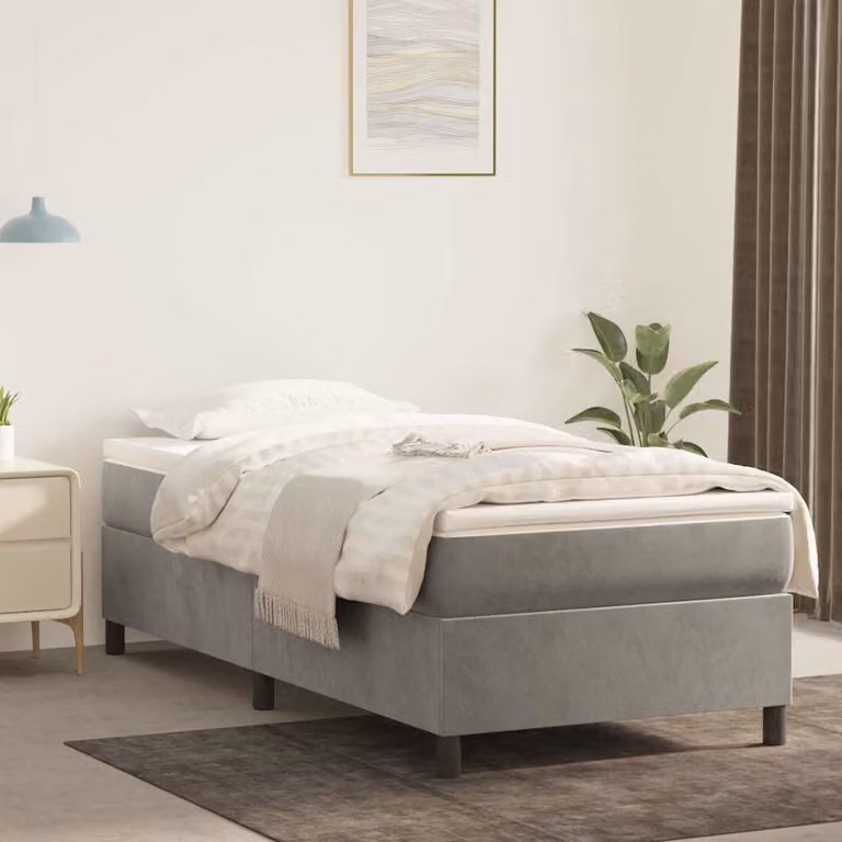 vidaXL Struttura Letto Imbottita in Velluto Grigio con Doghe a Rete, L 90 x P 200 cm