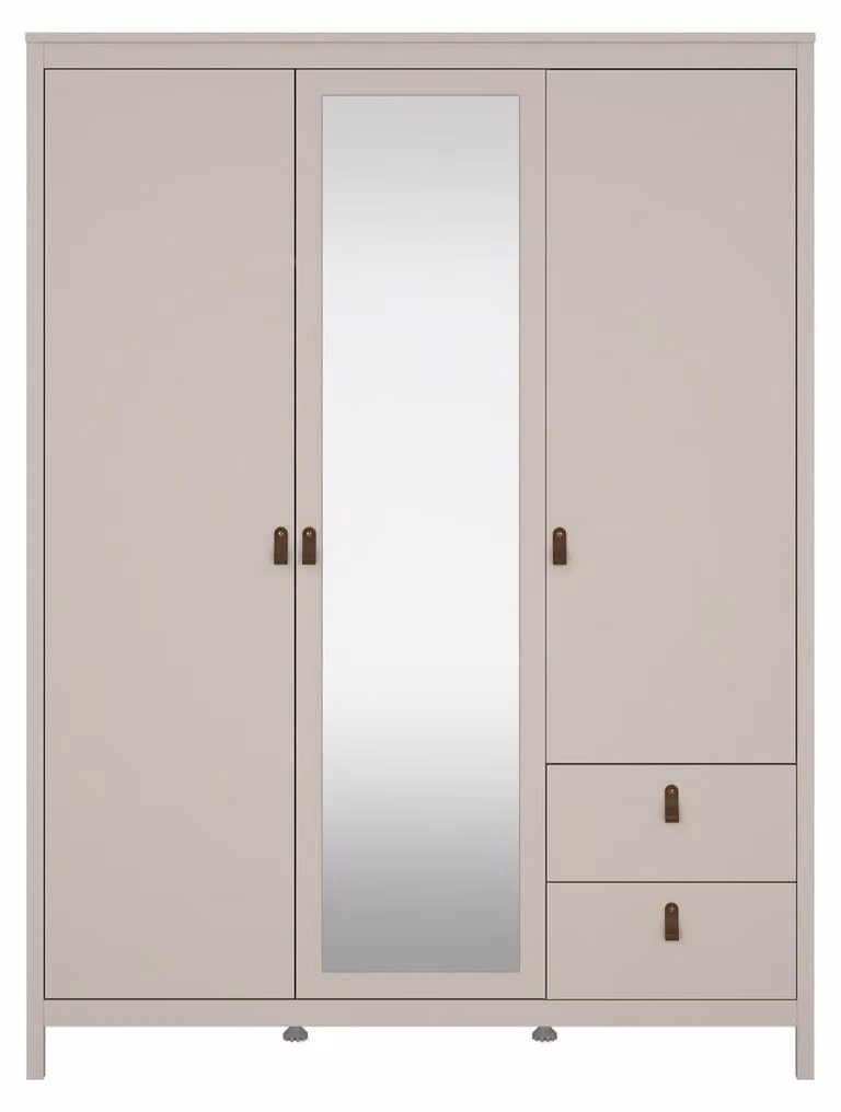 Calicosy - Armadio 3 ante (1 con specchio) e 2 cassetti bianco L150 cm - BARCELONE