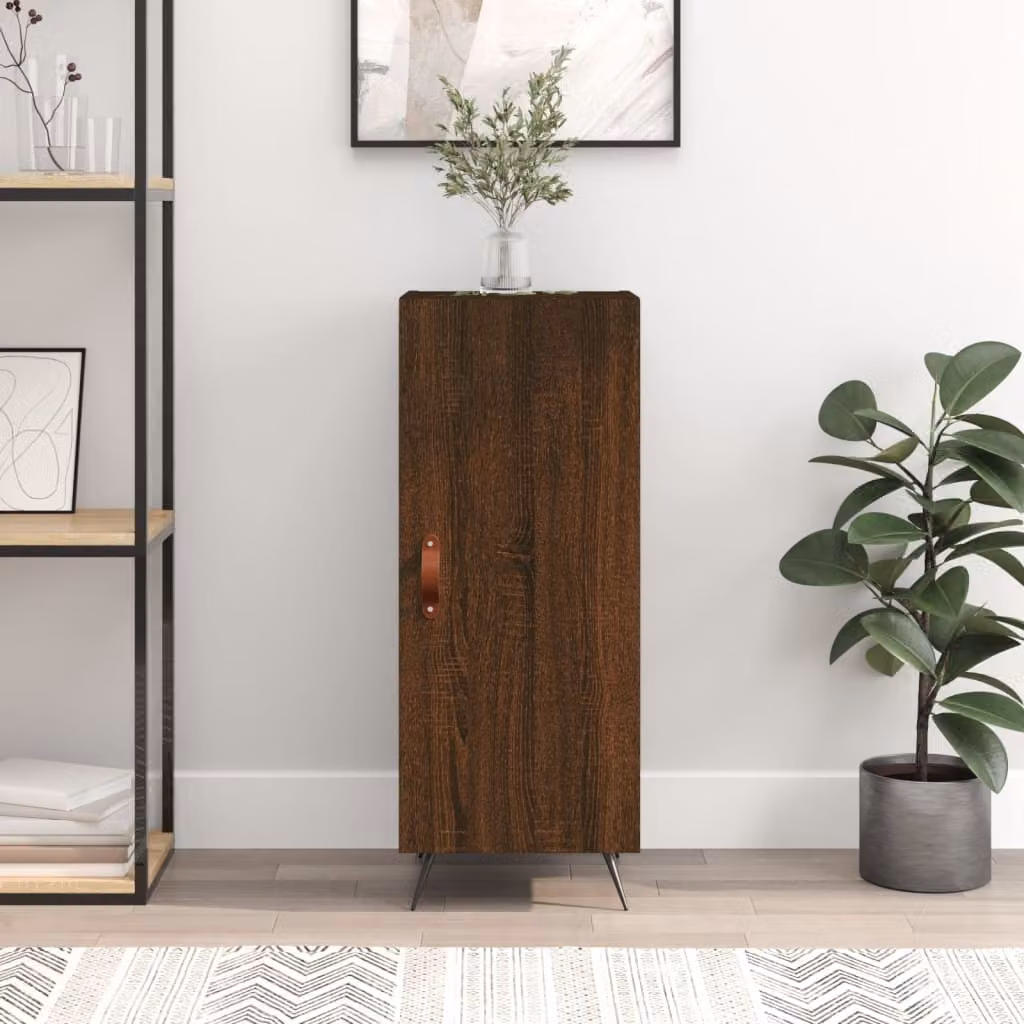 Credenza moderna vidaXL in legno e metallo color rovere marrone, sospesa, L 34,5 cm x P 34 cm x H 90 cm