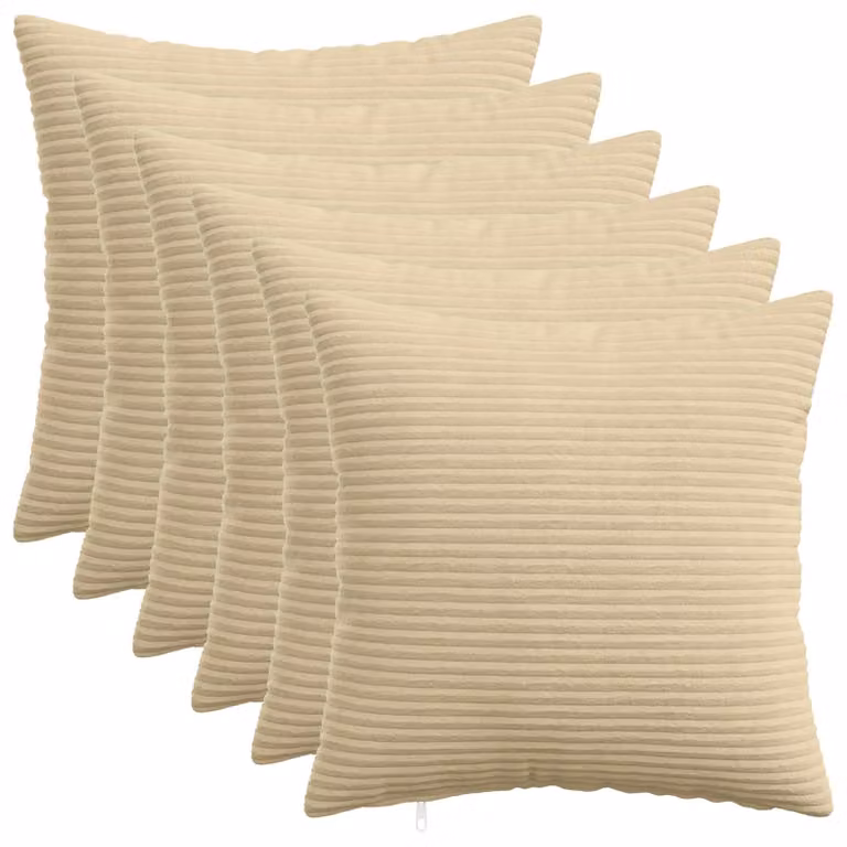 Set di 6 federe vidaXL HEERLEN in velluto a coste, Grigio Verde, 35 x 35 cm