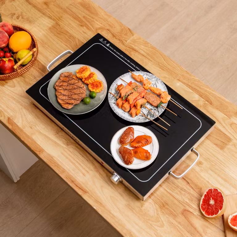 Vassoio scaldavivande elettrico Costway con piano in vetro resistente alle alte temperature, Nero