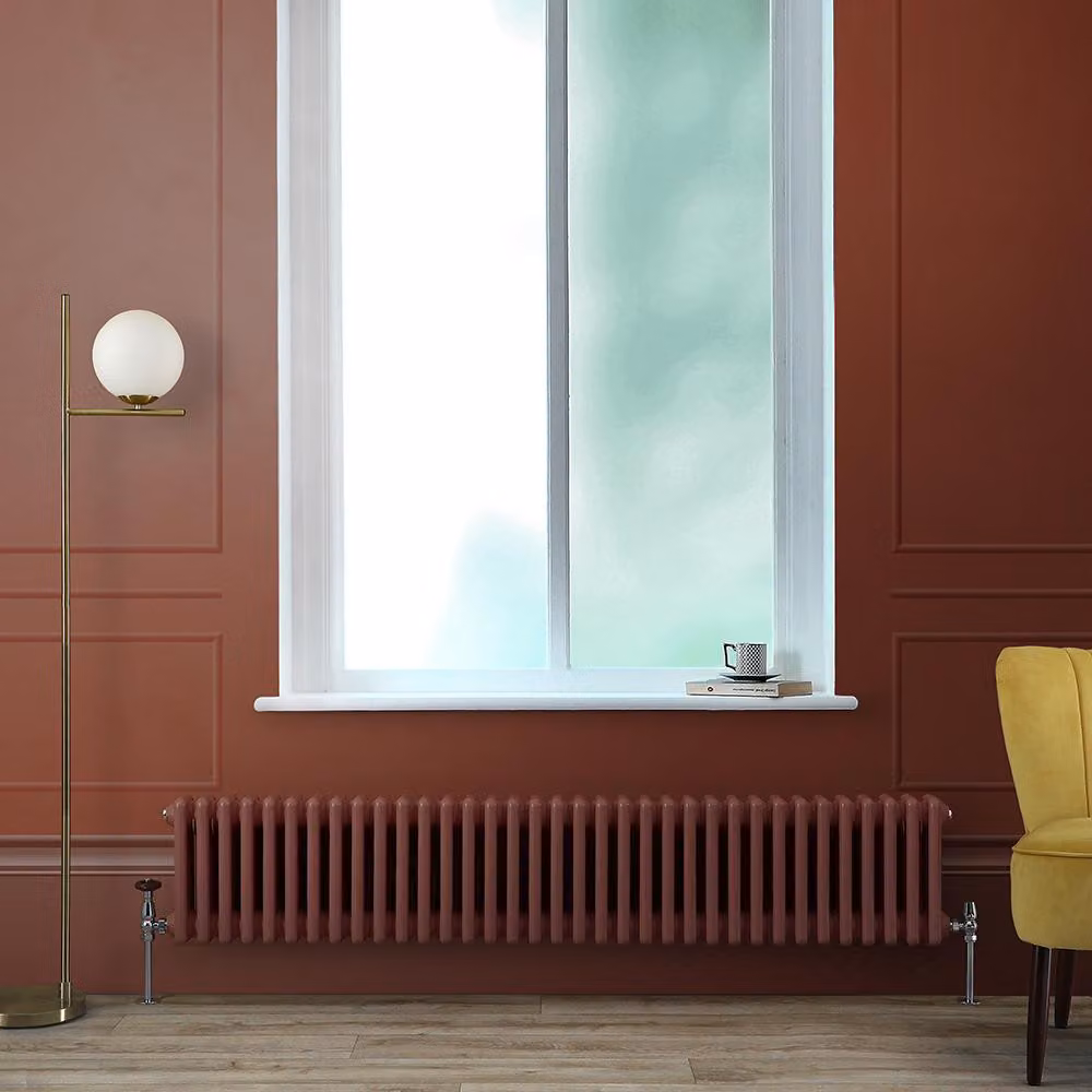 Radiatore Orizzontale a Colonne (3 Colonne) 300mm x 1595mm - Rosso (Booth Rosso) - Regent