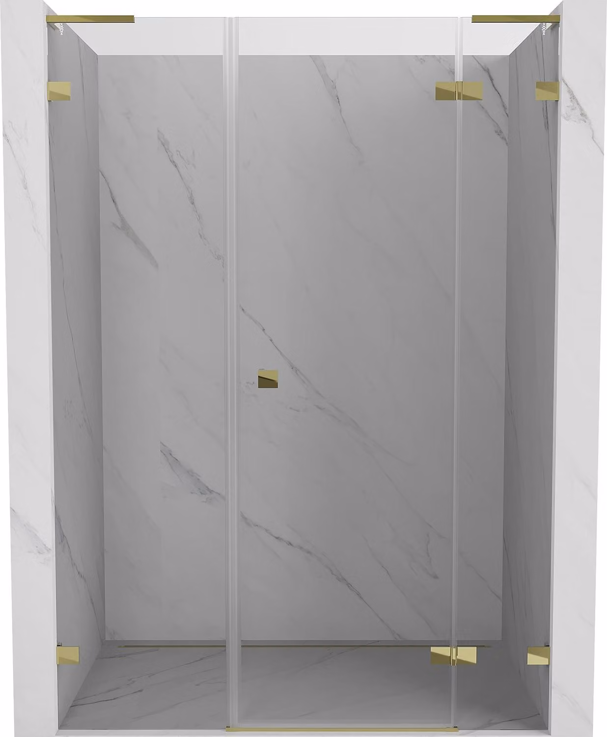Mexen Lunar L porta doccia a battente destra 135 cm, trasparente, oro - 834SL-135-050-50-00-P
