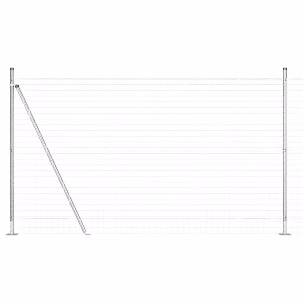 Recinzione da esterno vidaXL in acciaio zincato argento con base per montaggio a superficie, L: 10 m, H: 1,6 m – 2