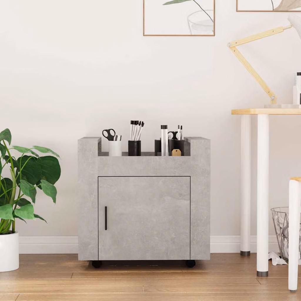 Carrello da scrivania vidaXL in legno multistrato e MDF, colore grigio cemento, L 60 cm x P 45 cm x H 60 cm