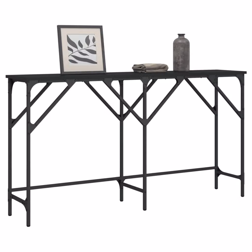 vidaXL Tavolino Consolle Nero in Legno e Metallo L: 140 cm, P: 29 cm, H: 75 cm