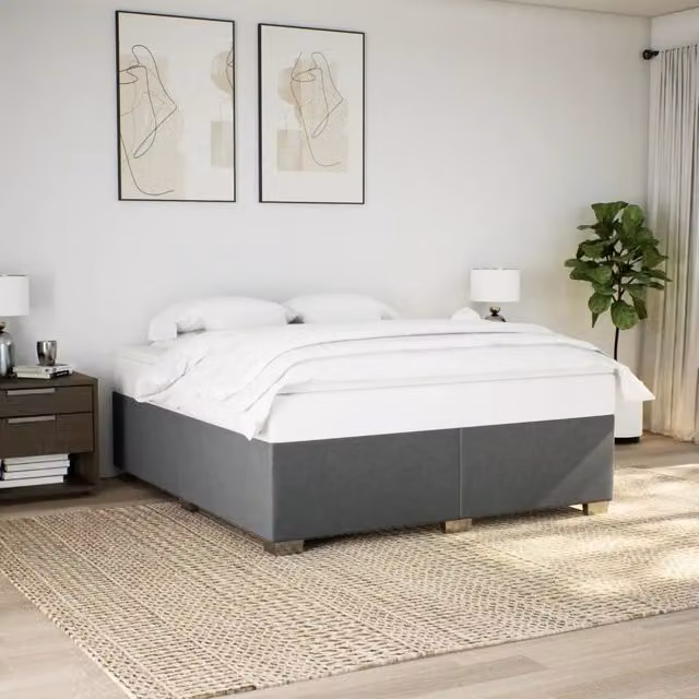 Giroletto vidaXL in tessuto grigio con doghe in legno, L 180 cm x P 200 cm – 1