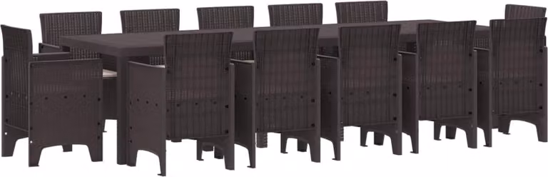 Set da Pranzo per Giardino 13 pcs Marrone e taupe Poly Rattan