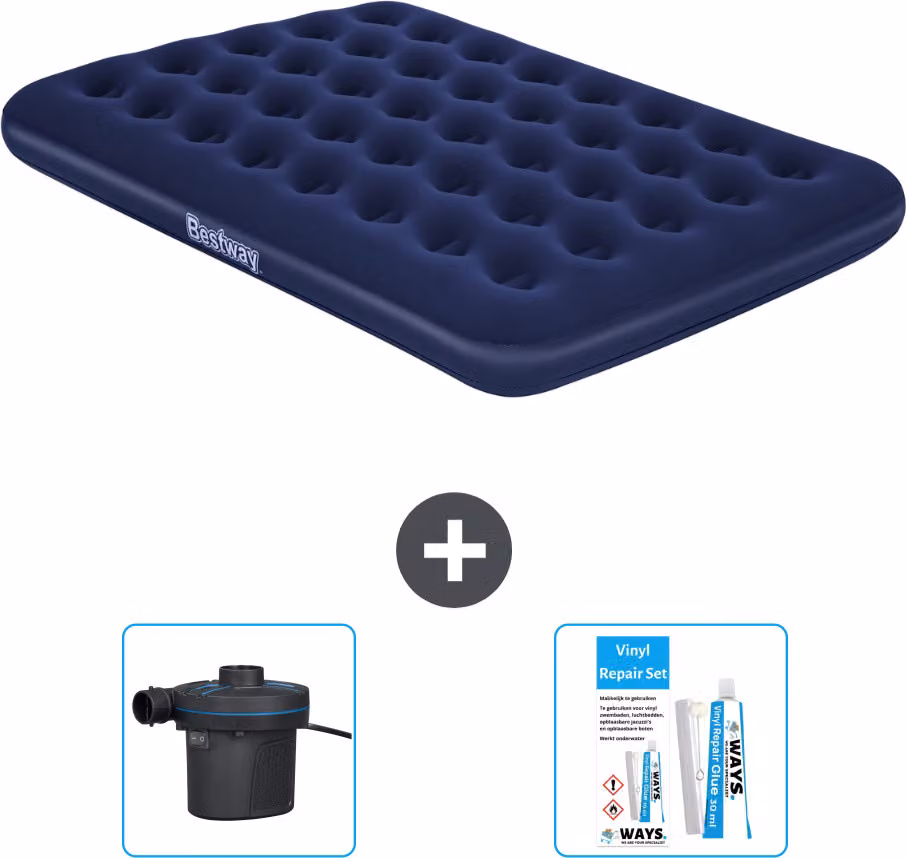 Materasso gonfiabile Bestway - Letto francese - 137 x 191 x 22 cm - Blu - Accessori inclusi