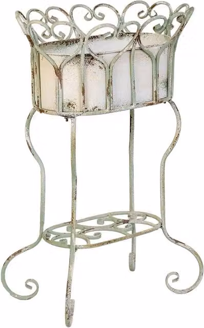 Fioriera in metallo bianco 43,5x34,5x71,5h cm