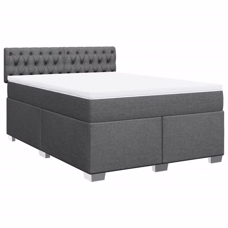 Giroletto a Molle con Materasso Grigio Scuro 160x200 cm Tessuto