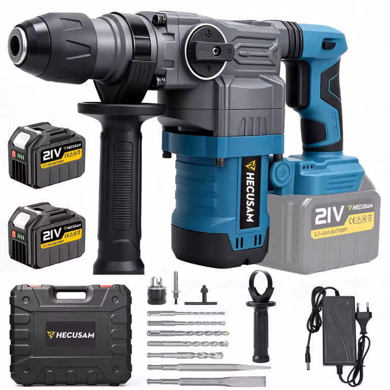 Trapano avvitatore a batteria Boorhamer - 21 Volt - 3500 giri/min - Coppia di 65 Nm - Trapano a percussione