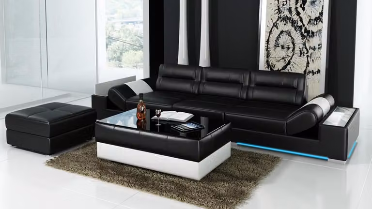 Ledersofa Sofa Couch Sofagarnitur 3+3 Sitzer Garnitur Design Sofa L6001C