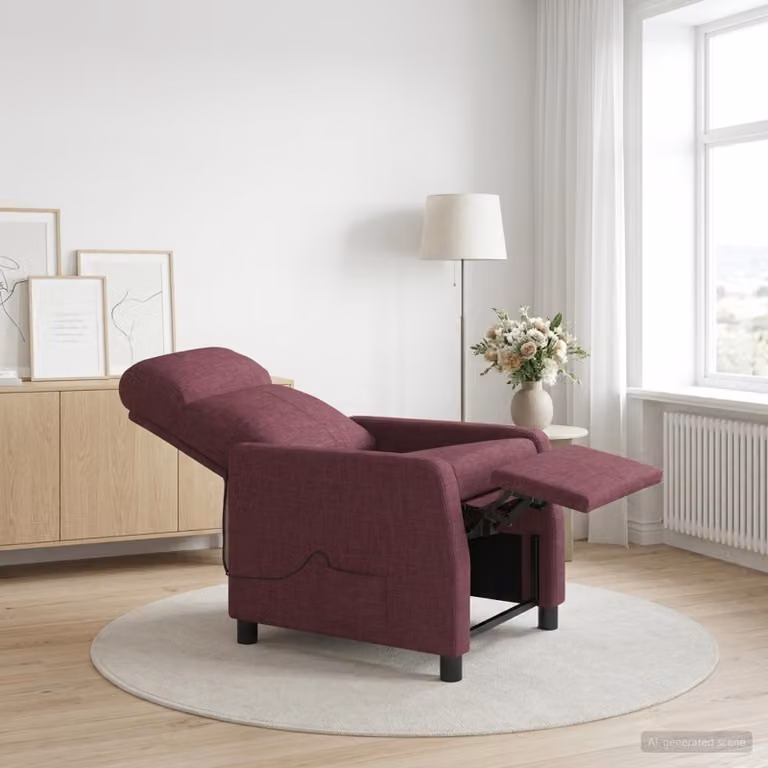 Poltrona relax reclinabile vidaXL in tessuto viola con braccioli