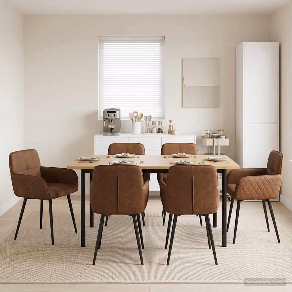 Set di 6 sedie da pranzo vidaXL in pelle scamosciata sintetica marrone con design moderno