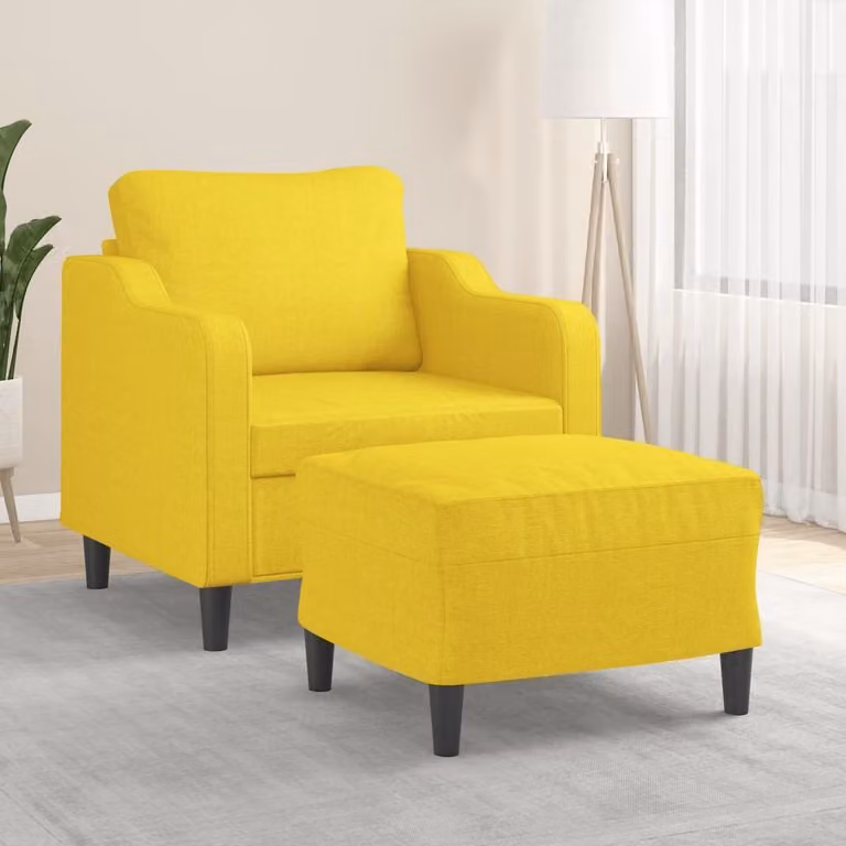 Maison Exclusive - Poltrona con poggiapiedi giallo chiaro 60 cm in tessuto