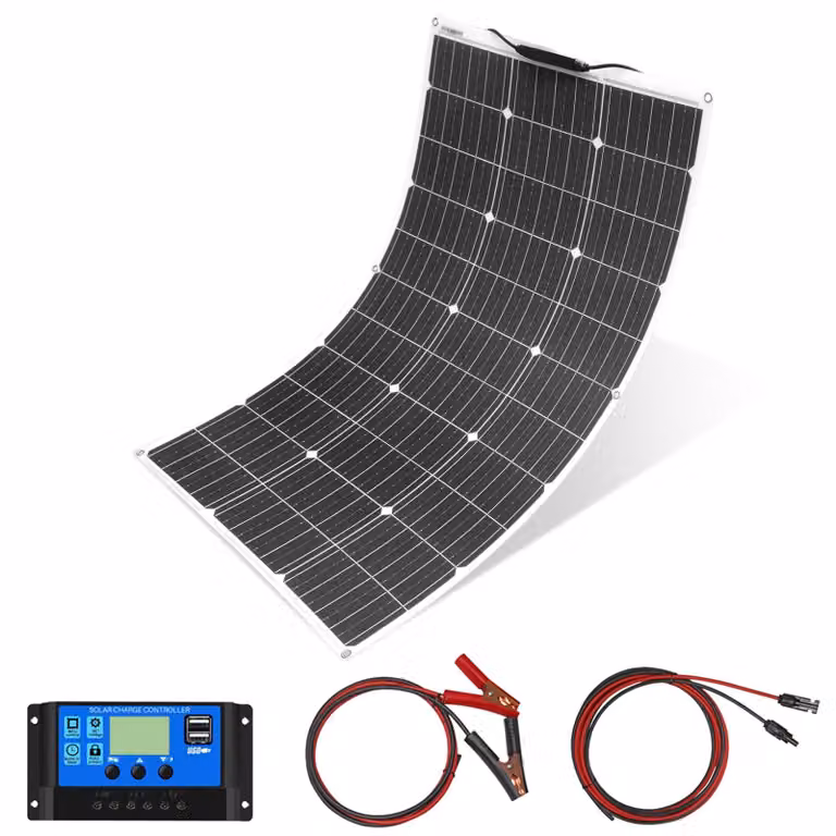 Kit di pannelli solari flessibili da 100W, 18V, monocristallini, con regolatore di carica