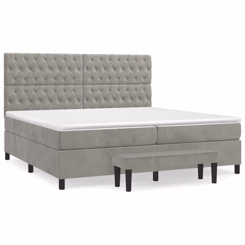 Giroletto a Molle con Materasso Grigio Chiaro 200x200cm Velluto