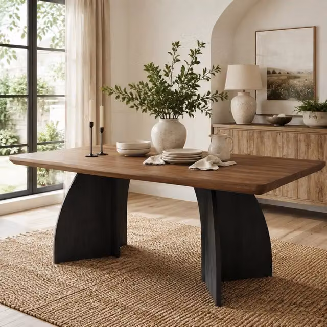 Tavolo da pranzo 160 x 80 cm in MDF color noce con gambe nere