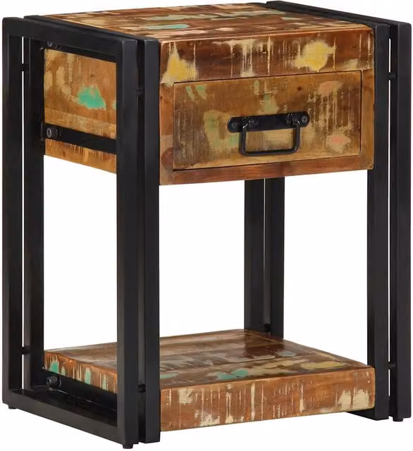 Set di 2 comodini vidaXL in stile rustico marrone e multicolore L/P/H: 40 x 35 x 50 cm – 2