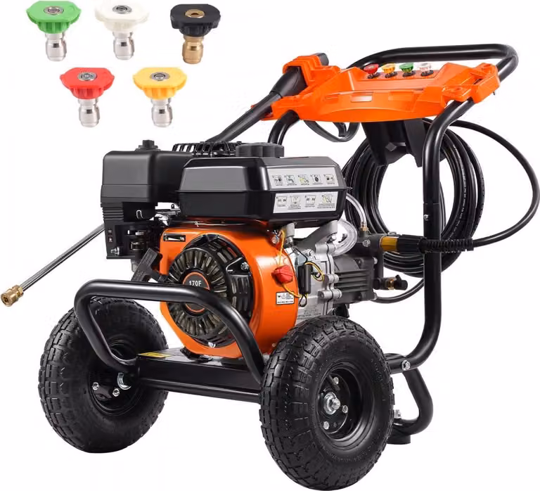 Idropulitrice a benzina - 3500 PSI - 10 L/min - 2,6 GPM - 5 set di ugelli - Ideale per auto e veicoli
