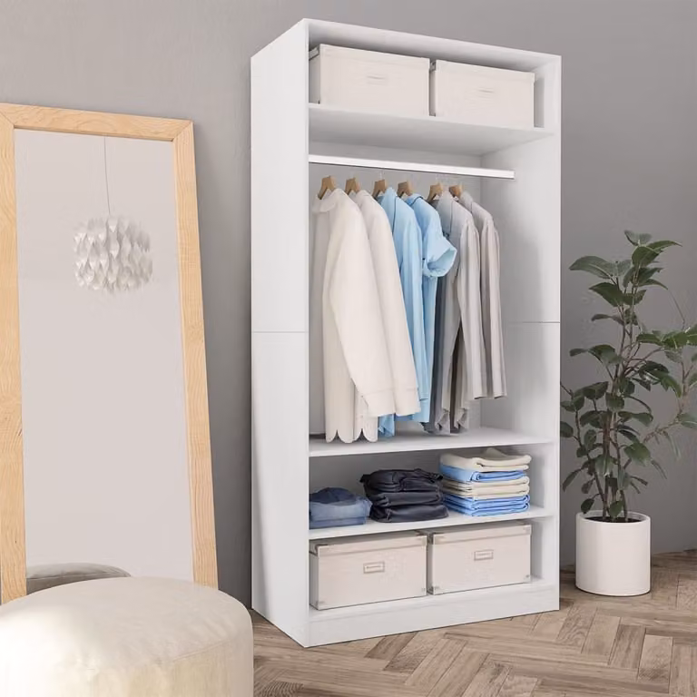 The Living Store Armadio Bianco 100×50×200 cm Materiale a base di legno