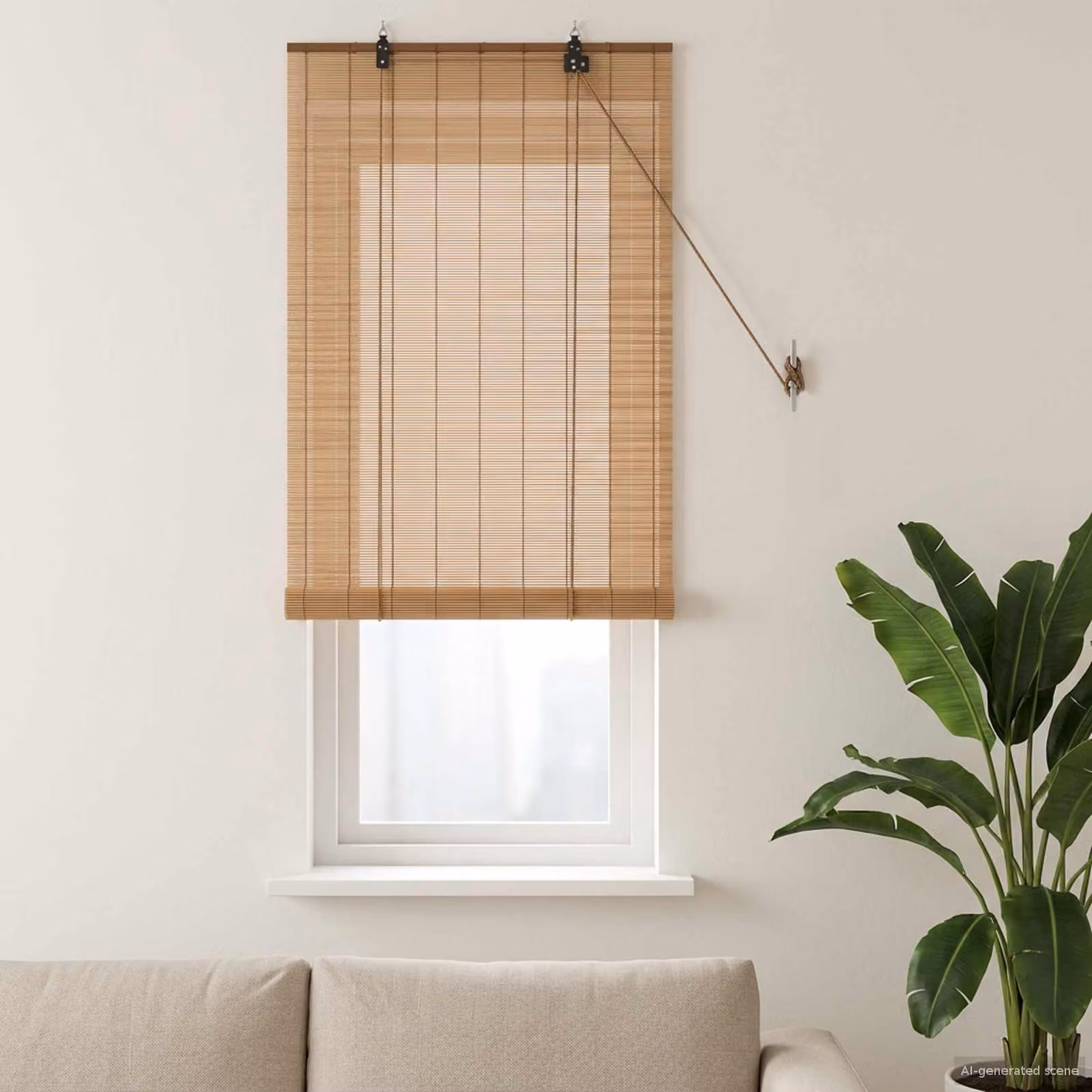 vidaXL Tenda a rullo in bambù marrone semi-trasparente, L: 40 cm, H: 160 cm