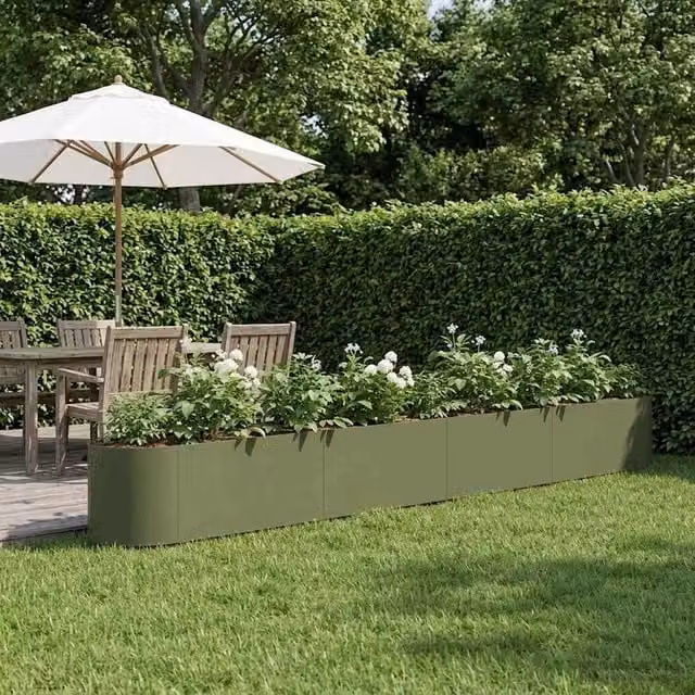 Letto rialzato da giardino vidaXL in acciaio color verde, L: 380 cm, P: 40 cm, H: 40 cm – 1