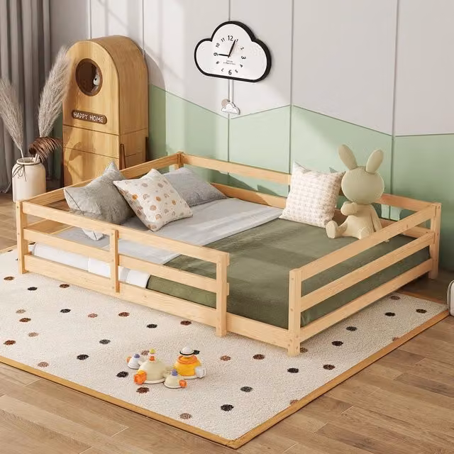 Letto Montessori Minimal in Pino Massello Colore Naturale L: 140 cm, P: 200 cm, H: 40 cm – 1