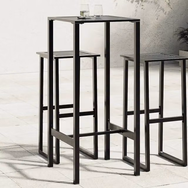 Tavolo da bar moderno vidaXL in acciaio verniciato nero opaco L/P/H: 50 x 50 x 110 cm