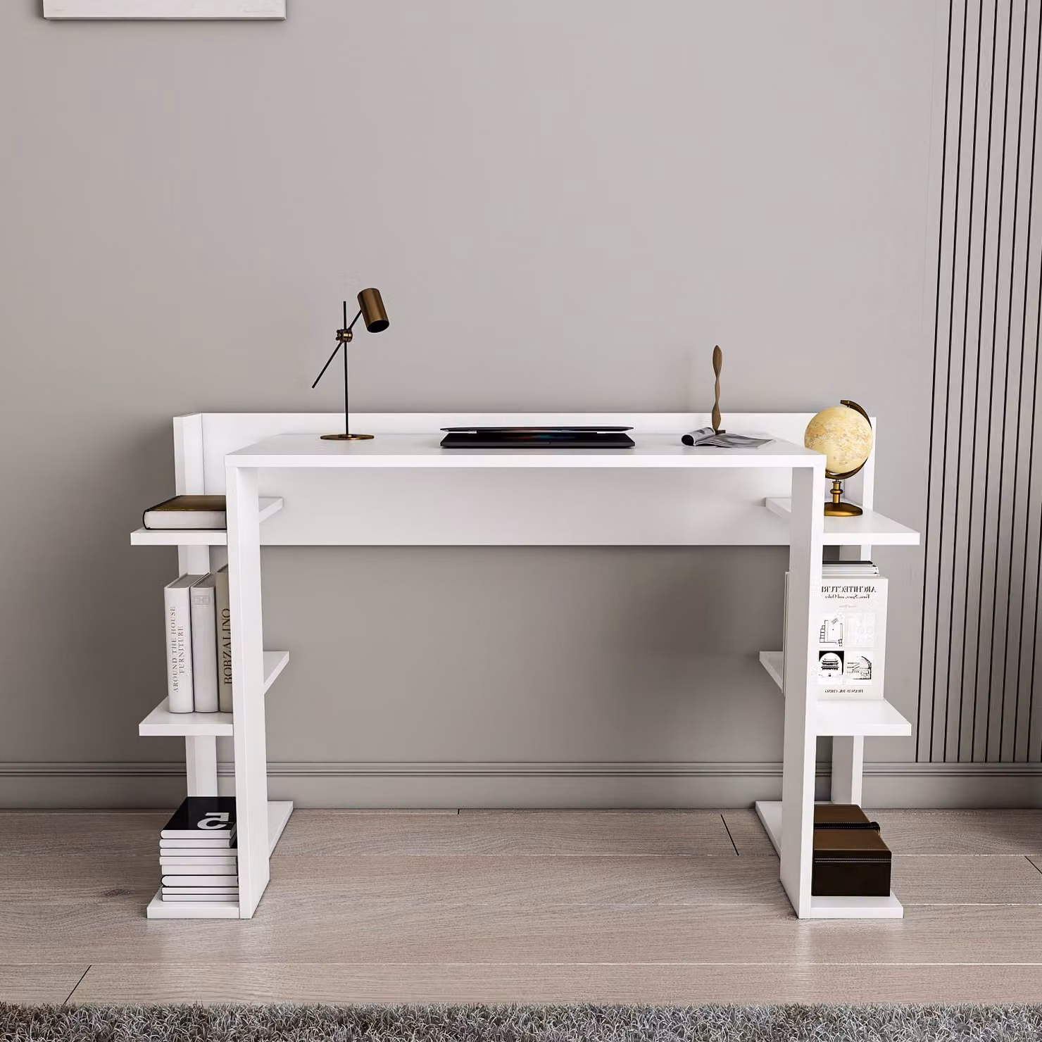 Skye Decor, Çinar - Bianco, Scrivania, Bianco, 100% PANNELLI DI PARTICELLE RIVESTITI IN MELAMMINA, 122,7 x 45 x 77 cm