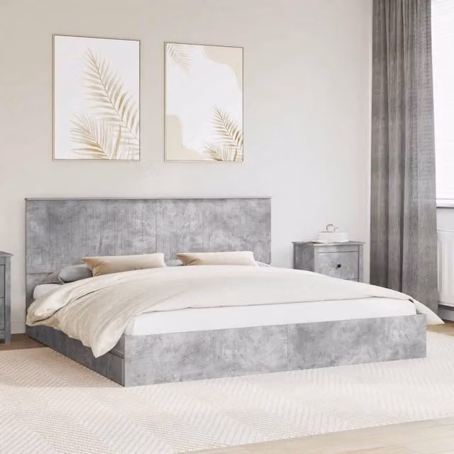 Letto con Contenitore con cassetto Grigio cemento 200 x 200 cm 3411176