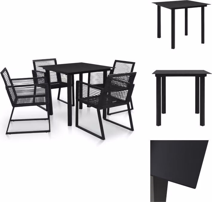 vidaXL Set da pranzo da giardino 5 pezzi in PVC rattan nero - Set di mobili da giardino