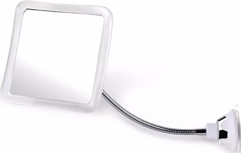 Specchio da bagno antiappannamento per la rasatura, con braccio flessibile regolabile in altezza a "collo di cigno" - Flessibile - Rotazione a 360° e maggiore potenza di aspirazione