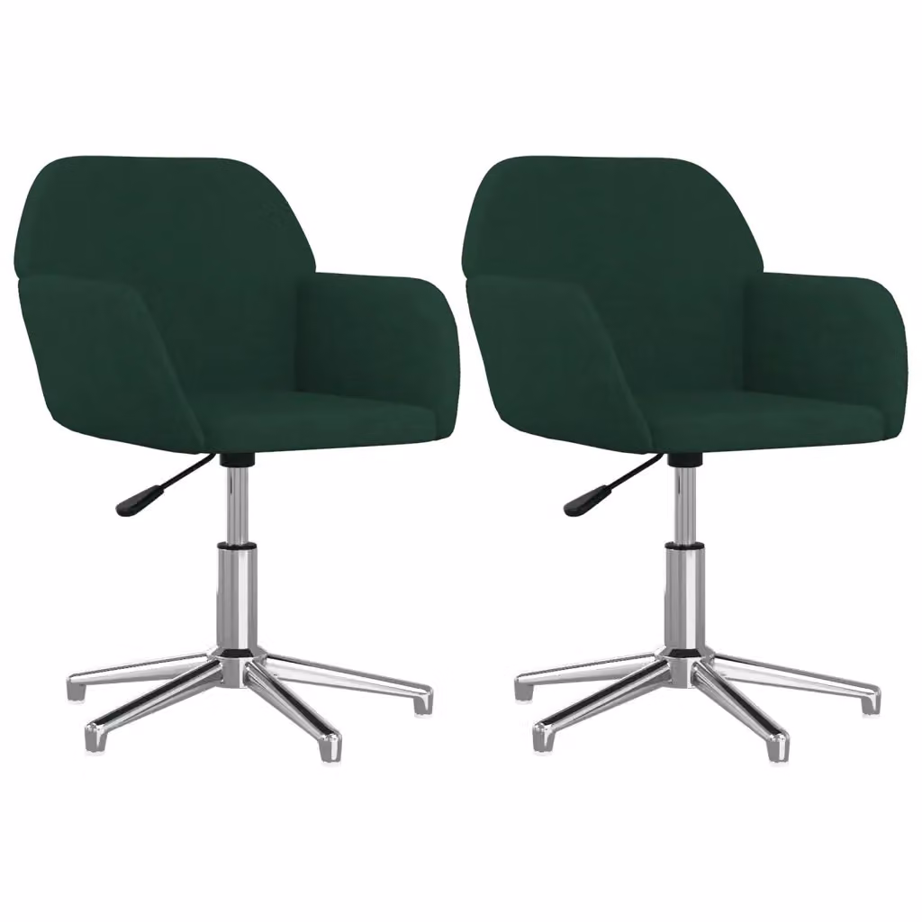 Set di 2 sedie da pranzo girevoli a 360 gradi vidaXL in tessuto verde con struttura in metallo, plastica e legno per cucina e soggiorno – 2
