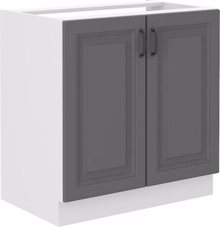 Armadietto per lavello SOPHIA - larghezza 80 cm, grigio / bianco