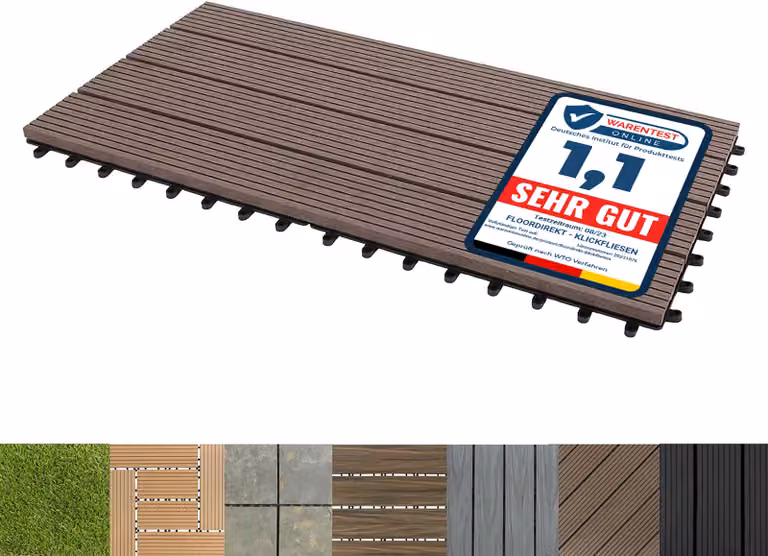 WPC click tiles piastrelle per patio Royal marrone scuro 60x30 cm 1 pezzo