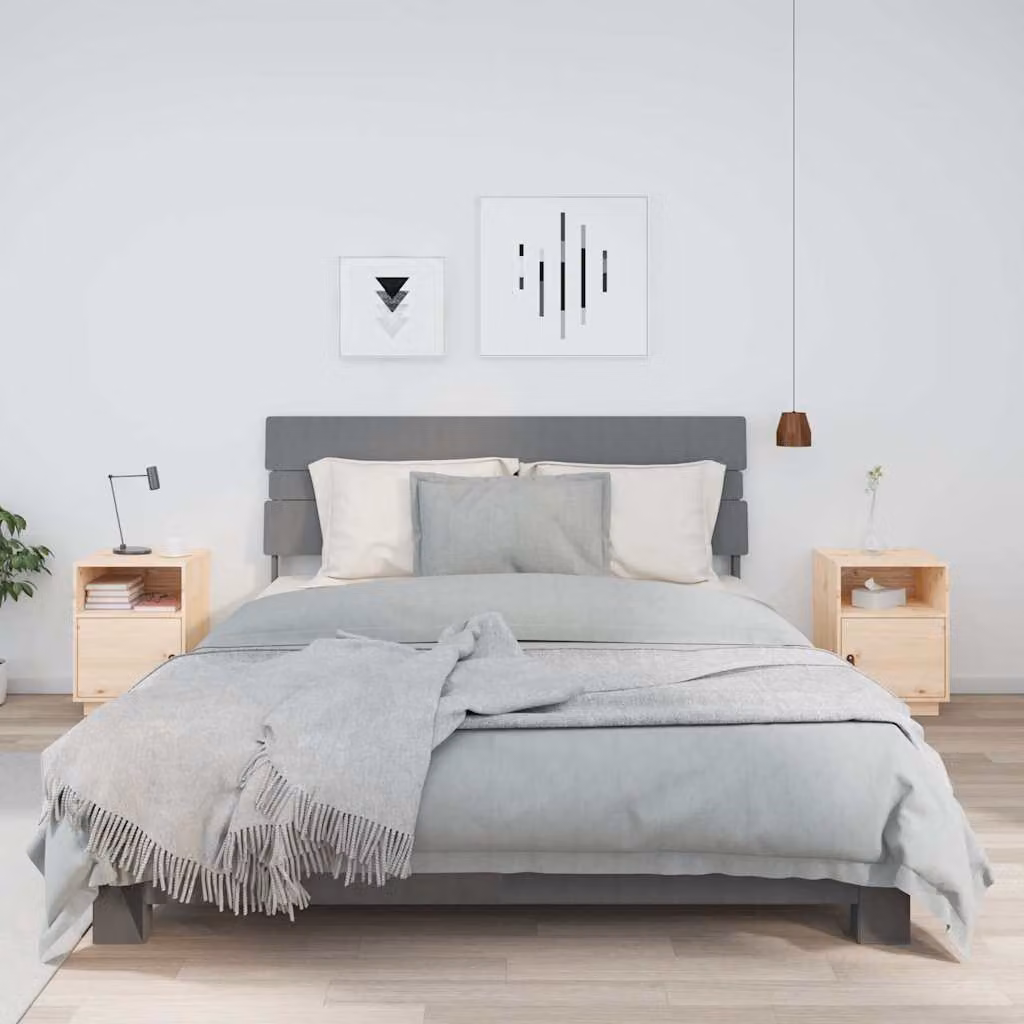 Set di 2 comodini vidaXL in legno massello di pino non trattato, L 40 cm x P 34 cm x H 55 cm